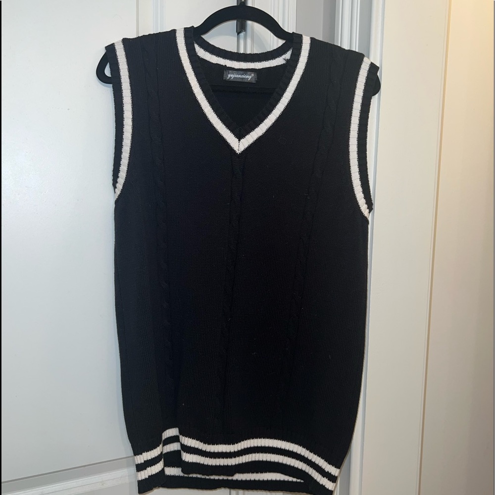 black and white vest